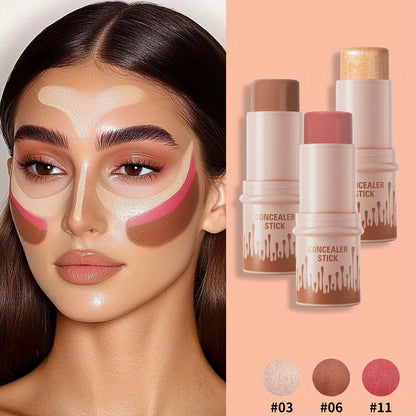 4pcs Waterproof Cream Contour & Highlighter With Brush