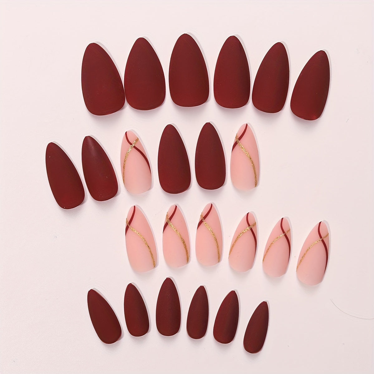 Fall Winter, 24pcs Matte Medium Almond Fake Nails