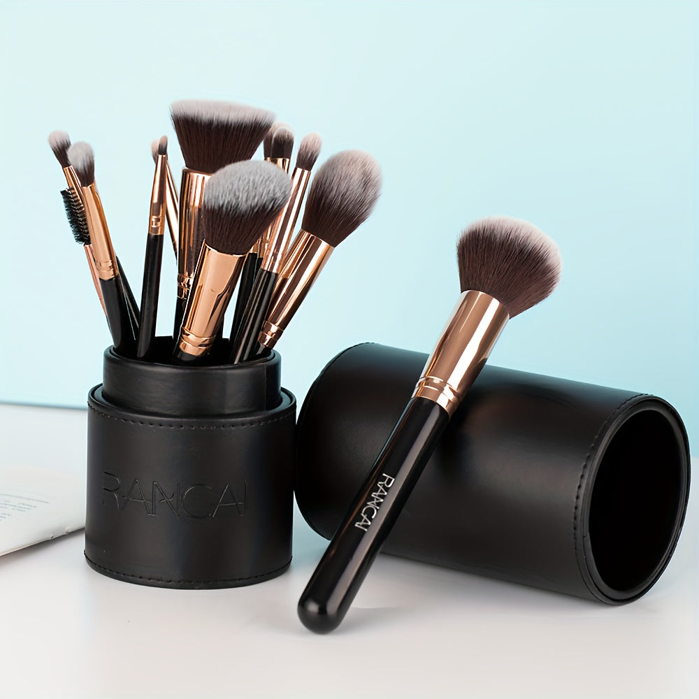 Black Makeup Brush set with bag or Round bucket