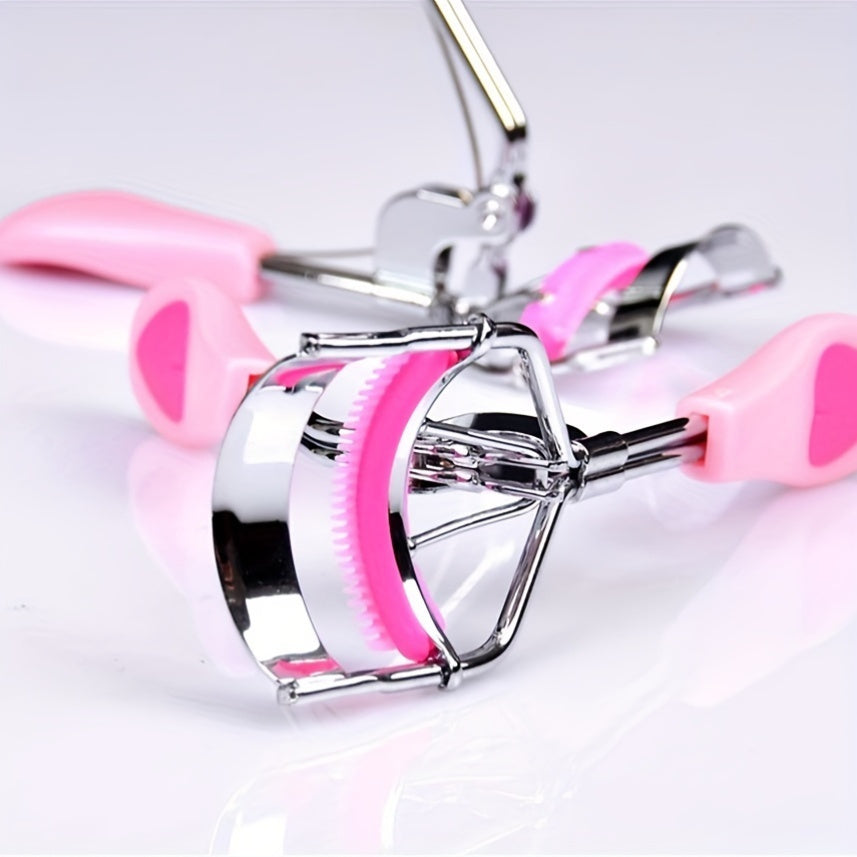 Eyebrow &amp; Eyelash Curler Set - Carbon Steel with Built-in Comb &amp; Heart-Shaped Handle