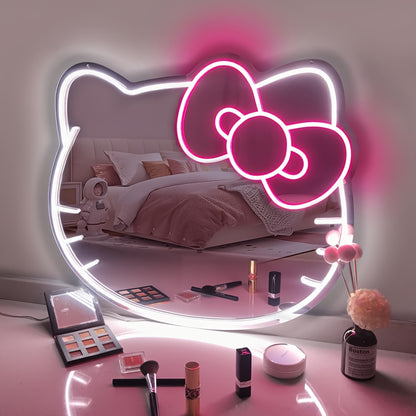 Hello Kitty Cat Neon Wall Mirror – LED Strip Light for Any Room