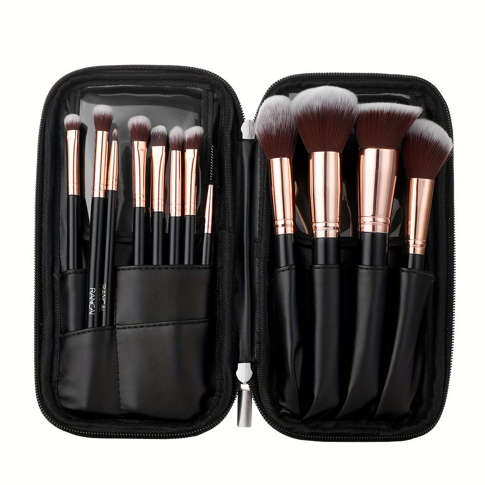 Black Makeup Brush set with bag or Round bucket